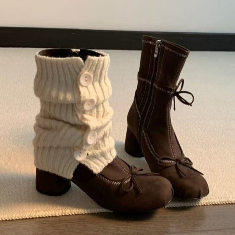 Winter Clothing Women'S - Botas de tacón alto con lazo