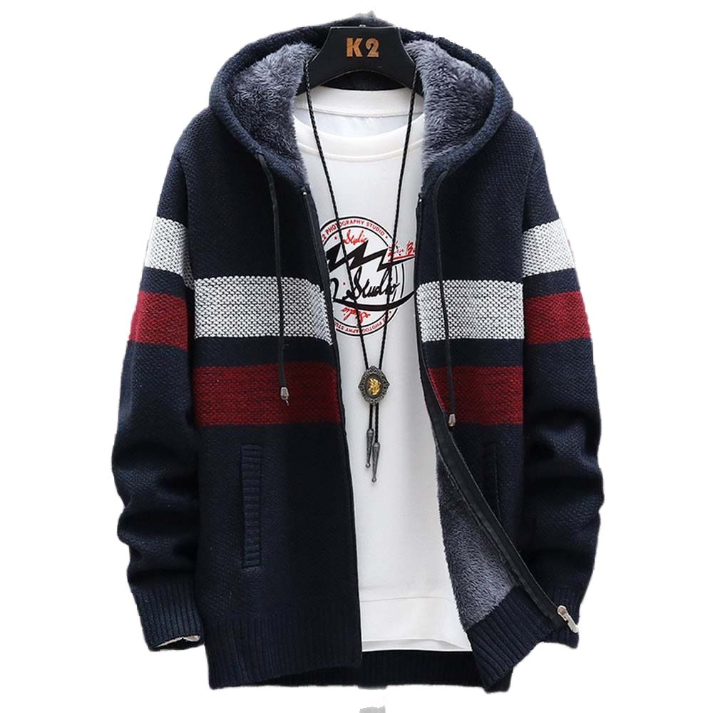 Wool Blend Coat - Suéter a rayas para hombre, abrigo