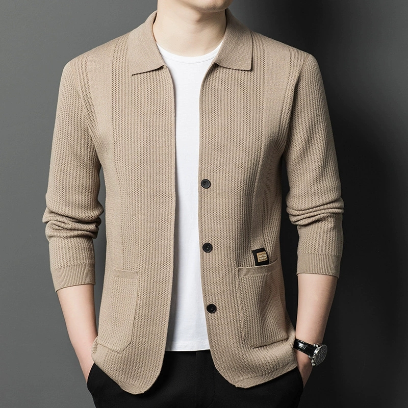 Wool Blend Coat - Cárdigan de Punto para Hombre de