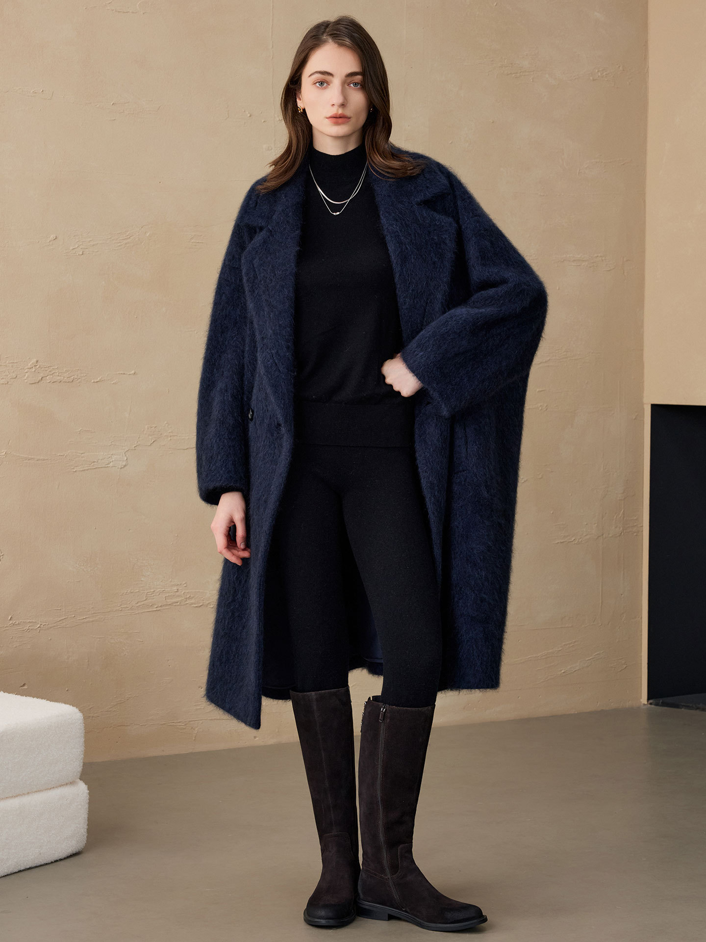 Wool Blend Coat - Blazer de Mujer Allingentle, Chaqueta Larga