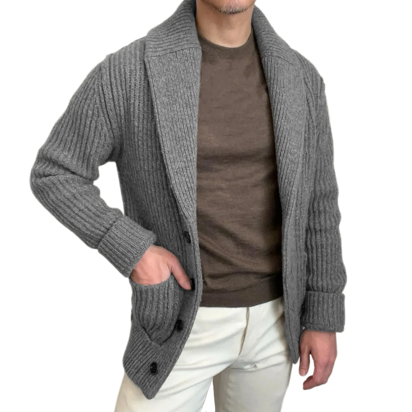 Suéteres para hombre, cárdigan - Wool Blend Coat reseña y precio