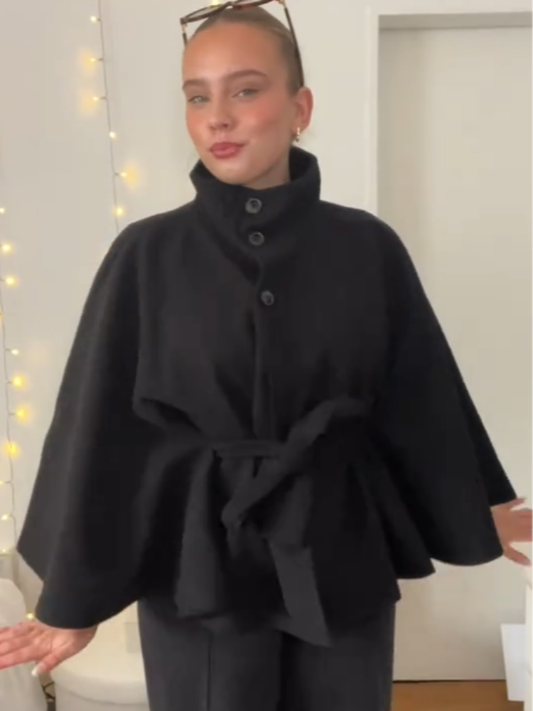 Elegante Abrigo Corto de Mezcl - Wool Blend Coat reseña y precio