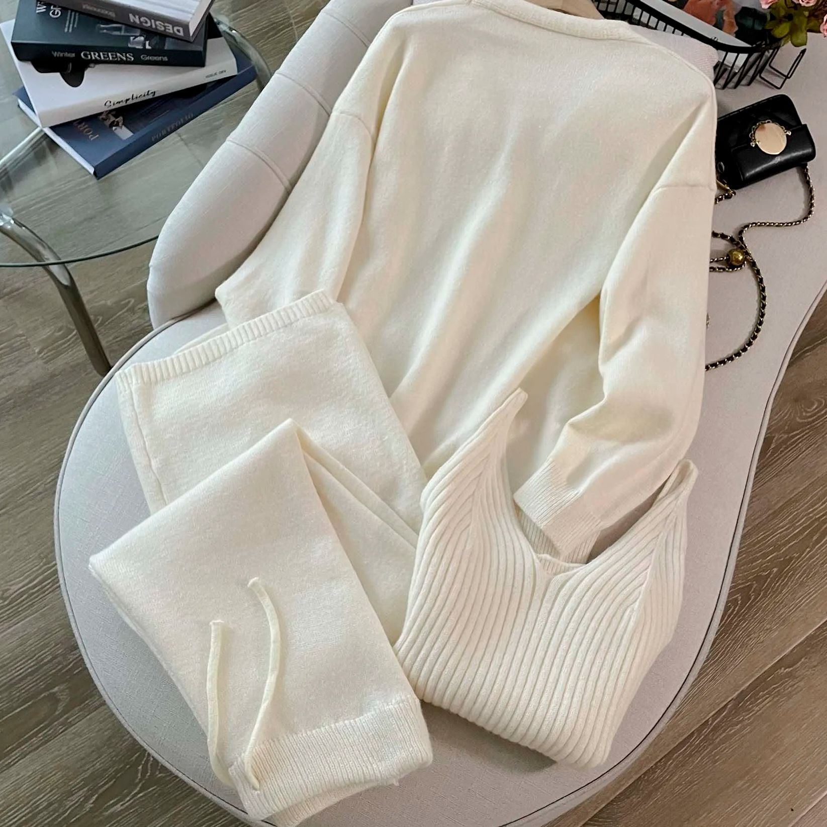 Traje de punto de 3 piezas par - Winter Clothing Matching reseña y precio