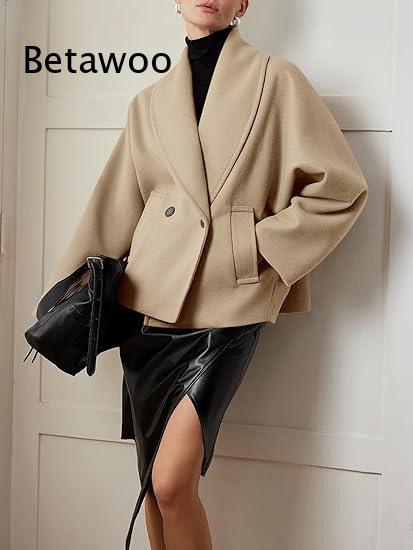 Abrigo Corto Cruzado para Muje - Wool Blend Coat reseña y precio