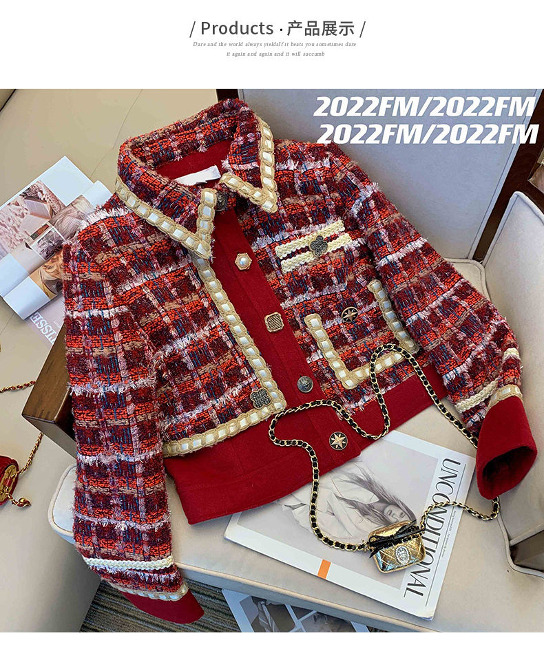 Traje rojo de Tweed elegante p - Winter Clothing Matching reseña y precio