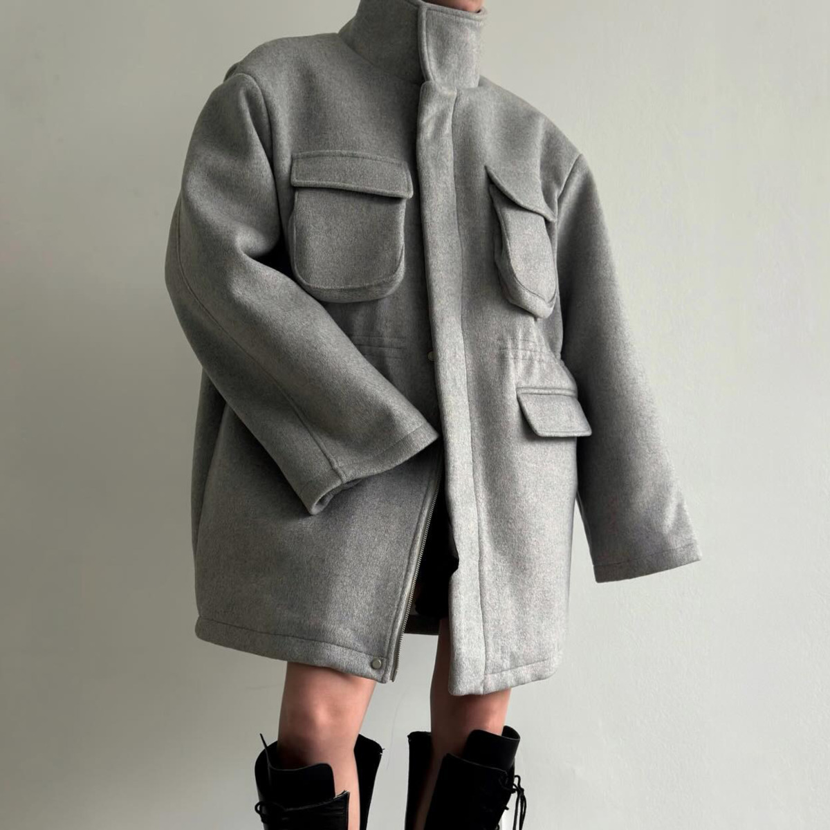 Abrigo utilitario de mezcla de - Wool Blend Coat reseña y precio