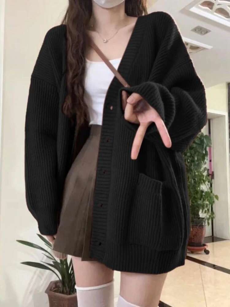 Cárdigan holgado de manga larg - Wool Blend Coat reseña y precio